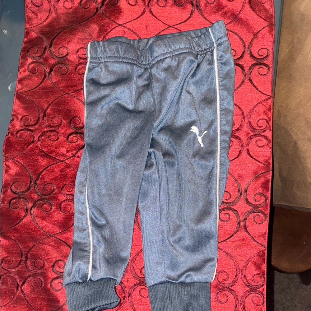 Puma Kids Navy Joggers with White Accents
